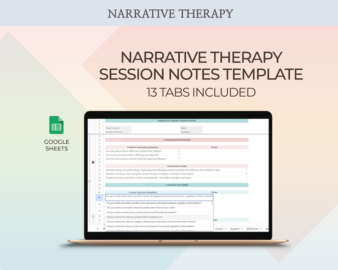 Narrative Therapy Notes Template, Session Notes Template, Therapy ...