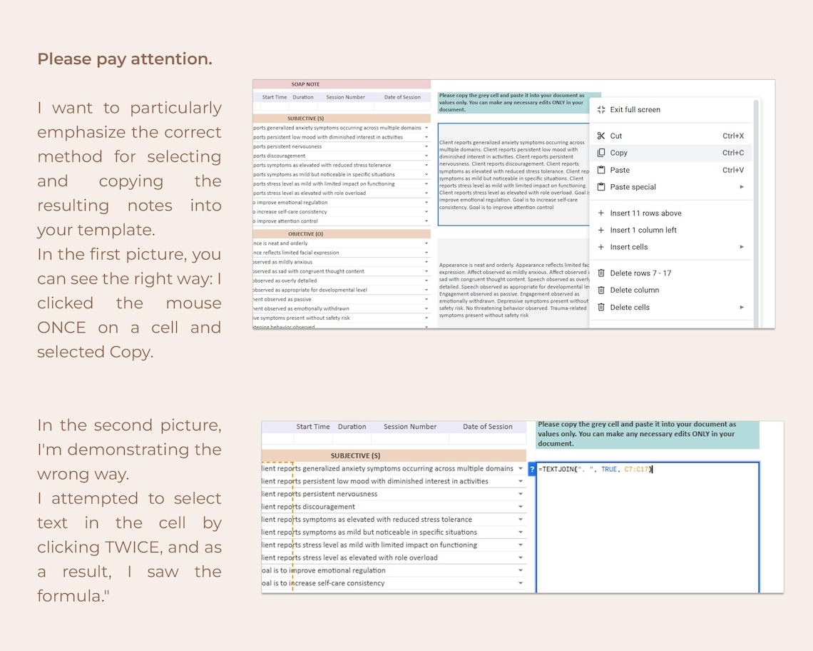 SOAP Note Generator Therapy Session Notes Editable Dropdown Clinical ...