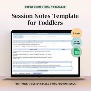 Child Therapy Session Notes Template Toddler Adjustment Disorder Progress Notes Child Counseling Intervention Tracker Therapist Resource