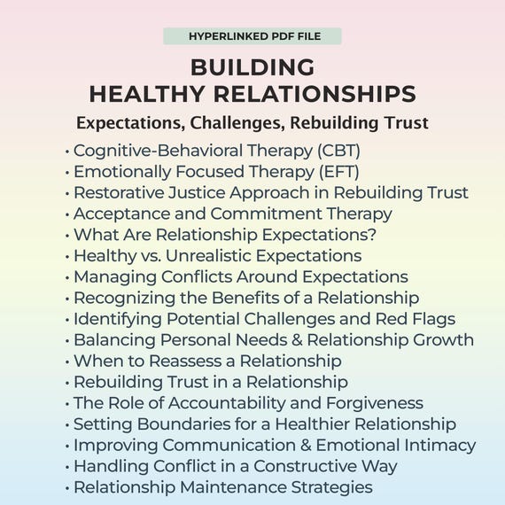 Healthy Relationships Therapy Workbook Rebuilding Trust Relationship Expectations Personal Growth Guide Trust Issues Couples Counseling PDF