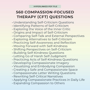 Compassion-Focused Therapy Questions Self-Criticism Workbook Emotional Healing Tool Self-Compassion Stress Relief for Resilience Building