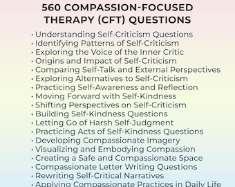Compassion-Focused Therapy Questions Self-Criticism Workbook Emotional Healing Tool Self-Compassion Stress Relief for Resilience Building