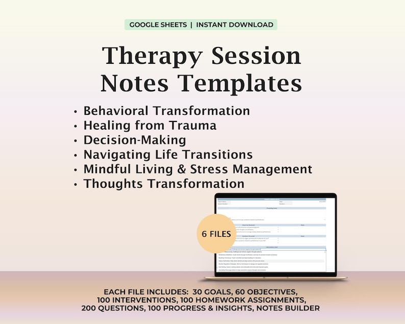 Therapy Session Pages Intro Therapy Session Notes Template, Therapy Objectives, Therapy Goals ...