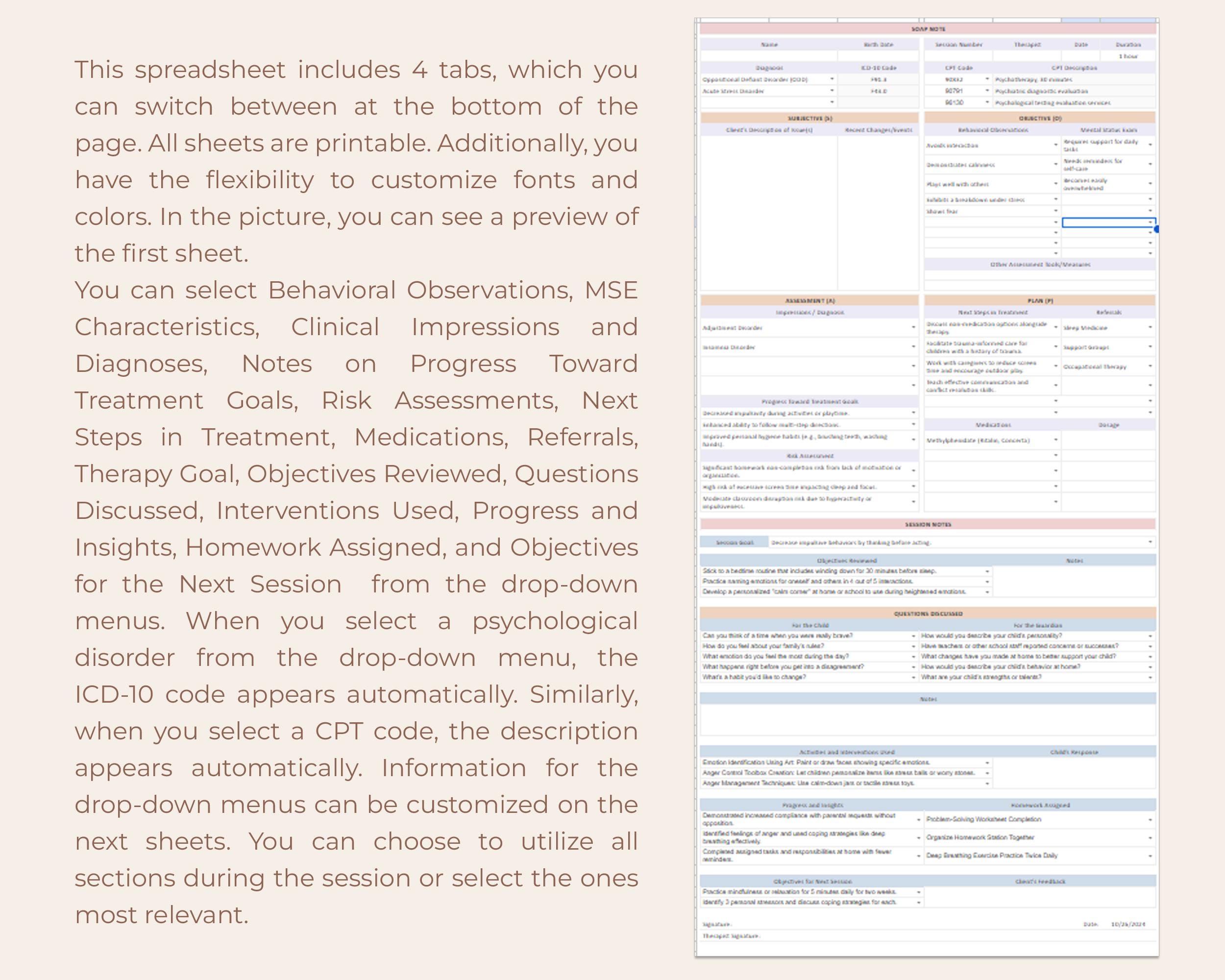 Child Therapy SOAP Note Template Behavioral Issues Session Notes ...