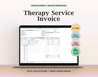 Invoice for Therapy Service Google Sheets Template Medical Billing Counseling Form Psychotherapist Documentation Tool Editable Download