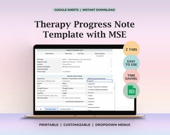 Therapist Progress Note System Daily Session Documentation Template Mental Health Mental Status Exam Workflow Organizer Clinical Tracker