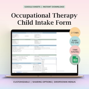 Formularz przyjęcia dziecka na terapię zajęciową Ocena pediatryczna Dokumentacja przyjęcia terapeuty Narzędzie terapeutyczne Edytowalna ocena klienta Możliwość wydruku