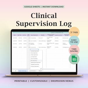 Clinical Supervision Log Template for Pre Licensed Therapists Tracking Weekly Hours Sessions Goals Printable for Counseling Licensure Prep