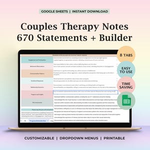 Couples Therapy Progress Notes Template Counseling Session Cheat Sheet Therapist Statements Counselor Note Reference List Marriage Guidance