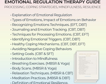 Emotional Regulation Therapy Guide Mood Stability Exercises Self-Regulation Skills Emotional Support Tools Mental Health Printable PDF
