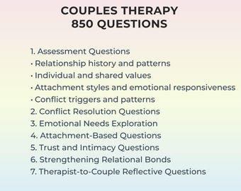 Couples Therapy Questions Relationship Counseling Prompts Marriage Support Marital Communication Exercise PDF for Counseling Sessions