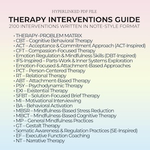 Therapie-interventies Praktijkgids voor sessieplanning Counselingbenaderingen Therapeutwerkbladen Doelen Op notities gebaseerde klinische bron pdf