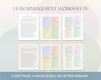 Fear Worksheets, Anxiety Help, Mental Health, Mindfulness Aid, Therapy Sheets, Fearless Guide, Overcome Anxiety, Therapy Worksheet PDF