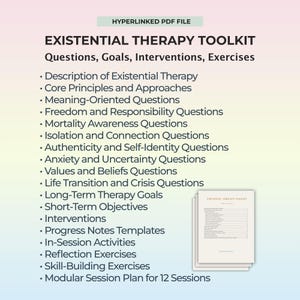 Existential Therapy Guide PDF Meaning Purpose Questions Clinical Interventions 12 Session Plan Reflection Prompts Counselor Toolkit