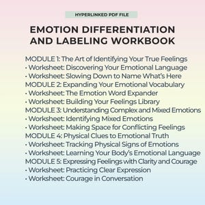 Emotions Workbook PDF Adults Self Reflection Journal Prompts Feelings Vocabulary Printable Therapy Worksheets Felt Sense Somatic Tool