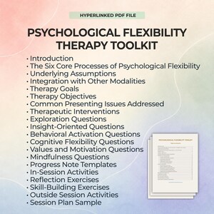 Psychological Flexibility ACT Therapy Toolkit Clinical Guide Values Worksheet Therapist Resources Session Plan Mindfulness Exercises PDF