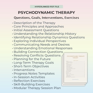 Psychodynamic Therapy Questions, Psychodynamic Psychotherapy Guide, Psychodynamic Therapy Session Plan, Psychodynamic Objectives, Goals, PDF