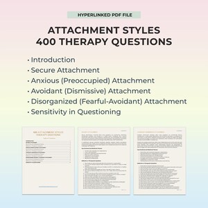 Preguntas sobre la terapia del apego (PDF): Explora los estilos de apego / Ideas imprimibles para un diario de autorreflexión / Herramienta de salud mental