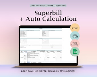 Superbill For Therapy, Superbill Google Sheets, Medical Superbill, Therapy Tool, Therapy Template, Counseling, Psychotherapist documentation