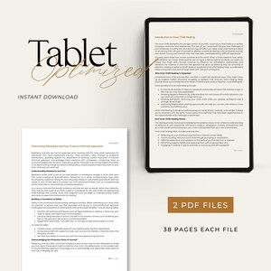 May include: A digital download of two PDF files, each containing 38 pages of information on inner child healing. The text on the cover reads "Tablet Optimized" and "Instant Download".
