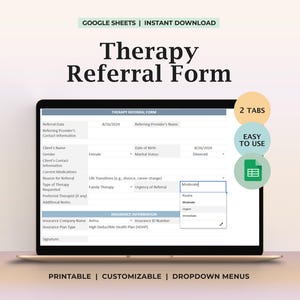 Modèle de documentation d'orientation thérapeutique Formulaire de conseil en santé mentale TCC Feuille de travail du psychothérapeute Feuille de transfert du client PDF imprimable