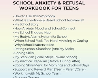 Adolescent School Avoidance Workbook for Teens CBT Step Plan Support Morning Anxiety School Refusal Coping Skills PDF Counseling Resource
