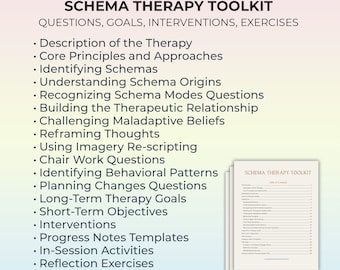 Schema Therapy Questions, Schema Psychotherapy Guide, Schema Therapy Session Plan, Schema Therapy Objectives, Goals, Therapist Tool, PDF