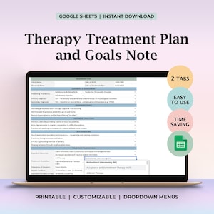 Piano di trattamento psicologico, obiettivi del piano di trattamento, obiettivi, note del terapeuta, piano terapeutico, strumento del terapeuta, foglio di calcolo del terapeuta