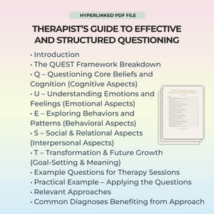 Therapy Questions Counseling Guide Cognitive Tool Emotional Awareness Workbook Behavior Patterns Goal Setting Sheet for Psychotherapy Use