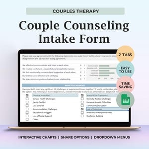 Plantilla de admisión para terapia de pareja Hojas de cálculo de Google Evaluación de psicología positiva Formularios de consejería matrimonial para nuevos clientes Compartir gráficos desplegables