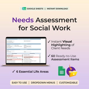 Needs Assessment Spreadsheet Google Sheets Social Work Client Intake Case Management Checklist 60 Items Auto Highlighting Editable Template