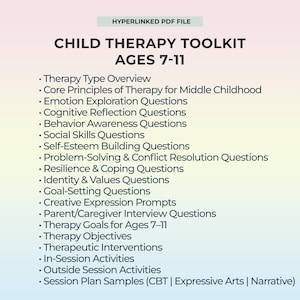 Guida alla terapia infantile CBT per bambini Attività SEL Apprendimento emotivo Coping Abilità sociali Consulenza infantile Risorse per la salute mentale Stampabile immagine 1
