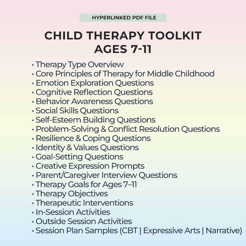 Guida alla terapia infantile CBT per bambini Attività SEL Apprendimento emotivo Coping Abilità sociali Consulenza infantile Risorse per la salute mentale Stampabile immagine 1