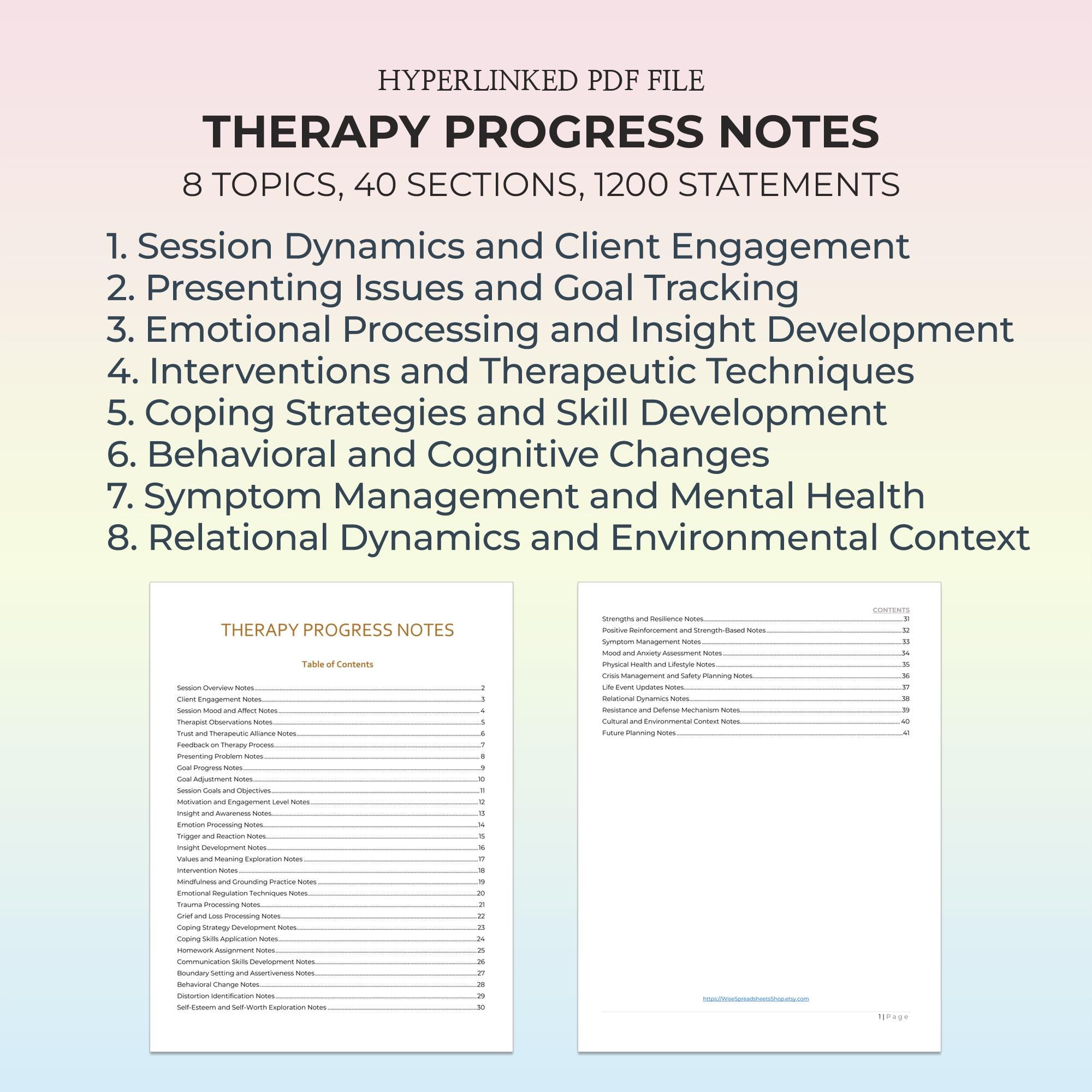 Therapy Progress Notes, Client Progress, Therapy Documentation, Session ...
