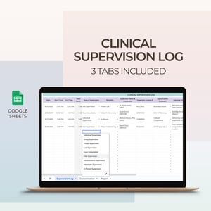 Clinical Supervision Log Template for Pre Licensed Therapists Tracking Weekly Hours Sessions Goals Printable for Counseling Licensure Prep