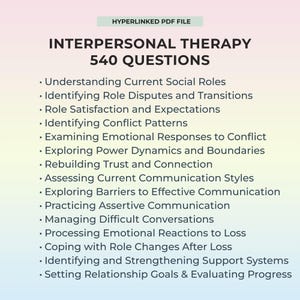 Interpersonal Therapy Questions Conflict Resolution Assertive Communication Social Skills Trust Building Role Transitions Guide Tool
