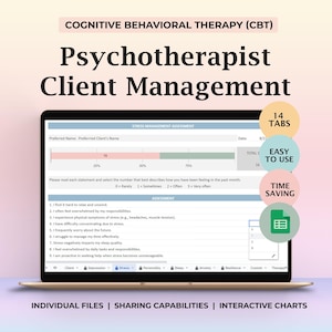 Therapist planner spreadsheet, Psychologist notes, Psychology therapy plan, Psychotherapist docs, CBT Therapy ,Mental health counseling