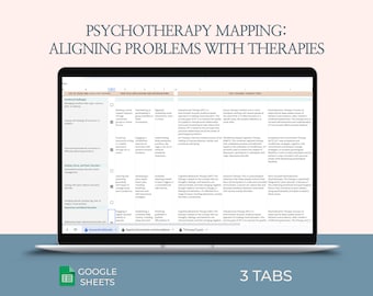 Suitable Psychotherapy Type, Psychotherapy theories guide, Therapist Tool, CBT, DBT, Therapist spreadsheet, Therapy Type Self - Assessment