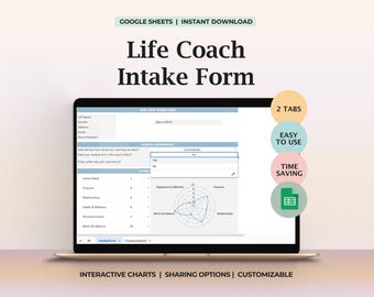 Life Coach Intake Form Kundenfragebogen Coaching Vorlage Coaching Intake Fragen Bearbeitbares Blatt für persönliche Entwicklungssitzungen