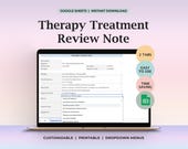 Therapy Treatment Review Note Template Progress Tracking Mental Health Goals Counseling Printable Resource Private Practice Planning Tool