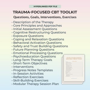 トラウマに焦点を当てたセラピーの質問TF CBT介入目標心理学ツールトラウマに関する質問セラピーテンプレート臨床使用PDFワークブック