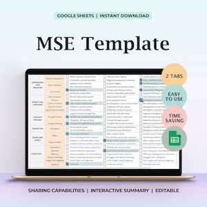 Mental Status Exam Template for Psychological Evaluation Therapists Use to Document Mental Health Symptoms Observations Testing Assessments