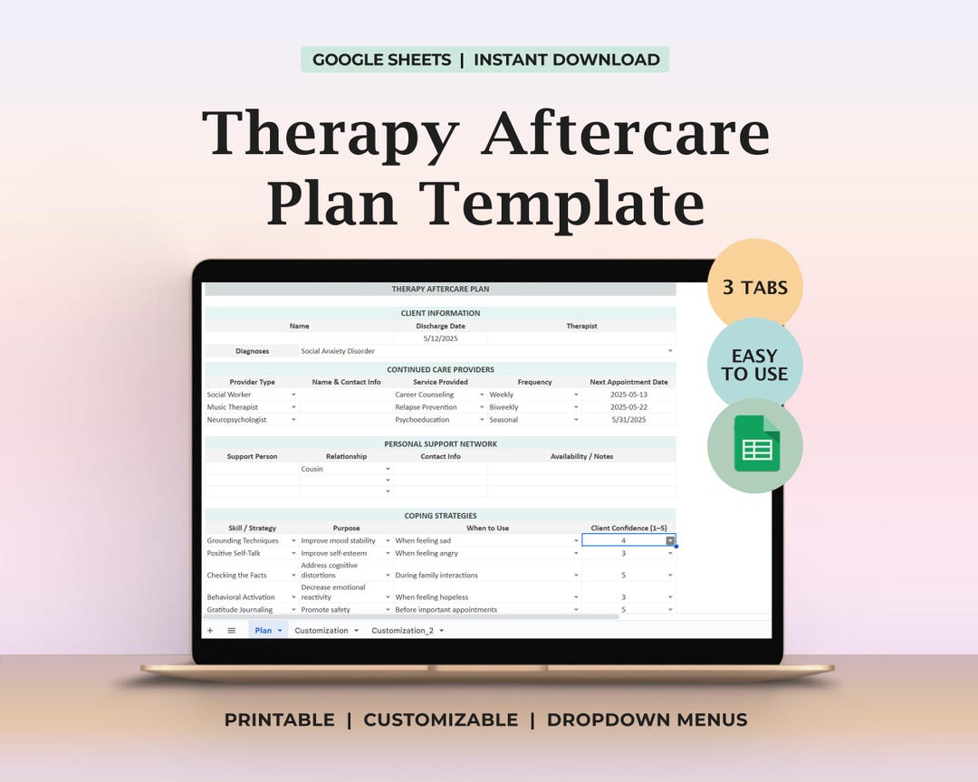 Therapy Aftercare Plan Template Addiction Recovery Counseling Relapse ...