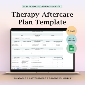 Modello di piano di assistenza post-terapia Consulenza per il recupero dalla dipendenza Pianificatore per la prevenzione delle ricadute Foglio di calcolo per il supporto al cliente nel trattamento dell'abuso di sostanze