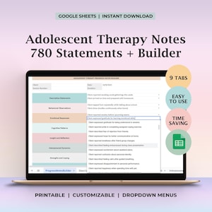 Adolescent Therapy Clinical Phrases Progress Notes Builder Therapist Checklist School Counselors and Teen Mental Health Progress Tracking