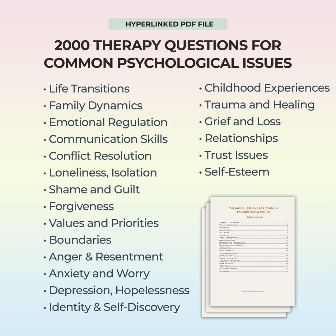 Therapy Questions PDF Worksheets Goals and Interventions Counseling ...