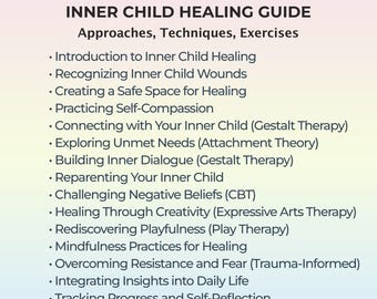 Ejercicios de sanación del niño interior, hojas de trabajo para la recuperación del trauma infantil, hoja de trucos para la terapia de superación de heridas emocionales (PDF), apoyo para la salud mental