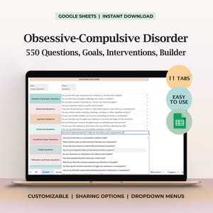 OCD Therapy Questions Obsessive-Compulsive Disorder Goals and Interventions CBT-Based Treatment Planner Printable Therapy Worksheets
