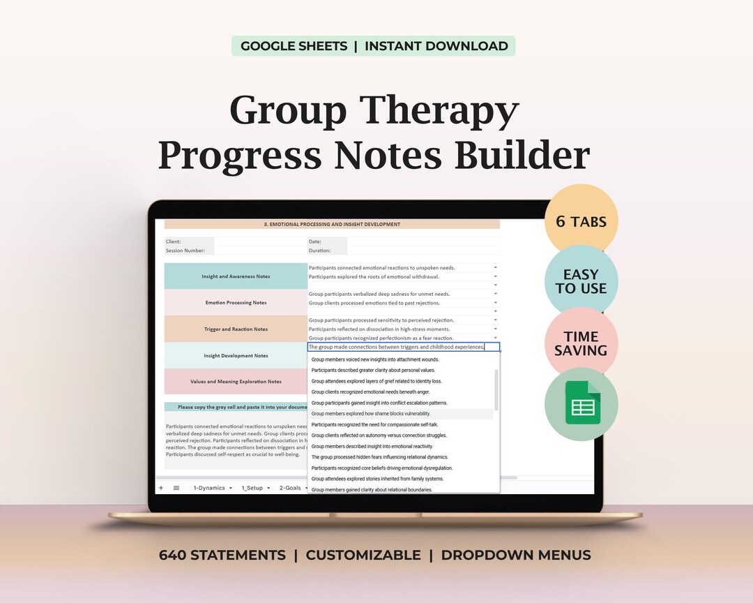 Group Therapy Progress Notes Template Clinical Phrases Builder Session ...