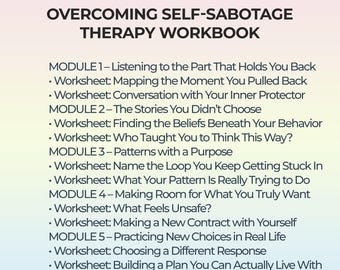 Self Sabotage Workbook Printable Therapy Journal Shadow Work Inner Child Healing Self Worth Mindset CBT Worksheets Emotional Awareness PDF